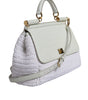 Dolce & Gabbana White Rafia Leather Top Handle Crossbody Bag