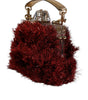 Dolce & Gabbana Red Gold Chain VANDA Tinsel Crystals Evening Clutch Bag