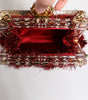 Dolce & Gabbana Red Gold Chain VANDA Tinsel Crystals Evening Clutch Bag