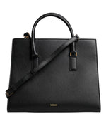 Grand sac à bandoulière en cuir noir Versace avec poignée supérieure