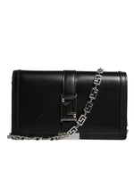 Sac bandoulière Versace en cuir de veau noir avec chaîne