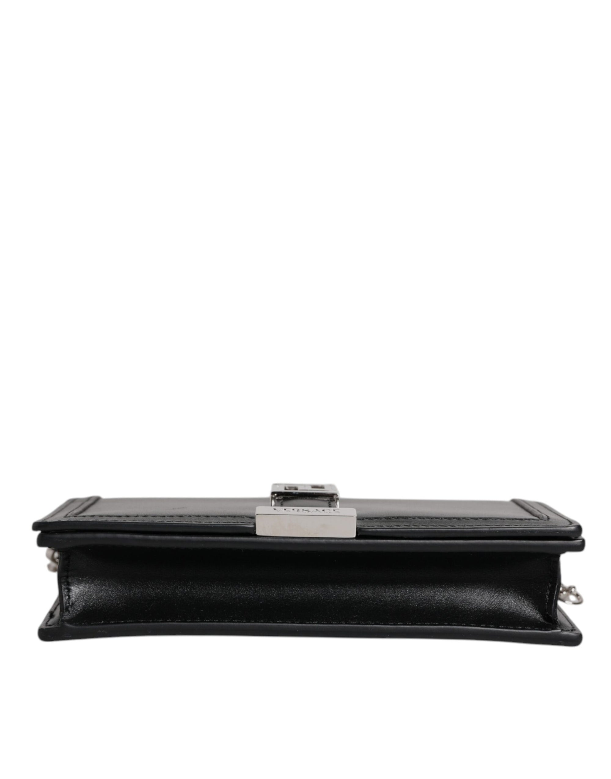 Sac bandoulière Versace en cuir de veau noir avec chaîne