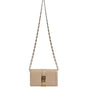 Versace Beige Gold Chain Calf Leather Wallet Crossbody Bag