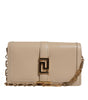 Versace Beige Gold Chain Calf Leather Wallet Crossbody Bag