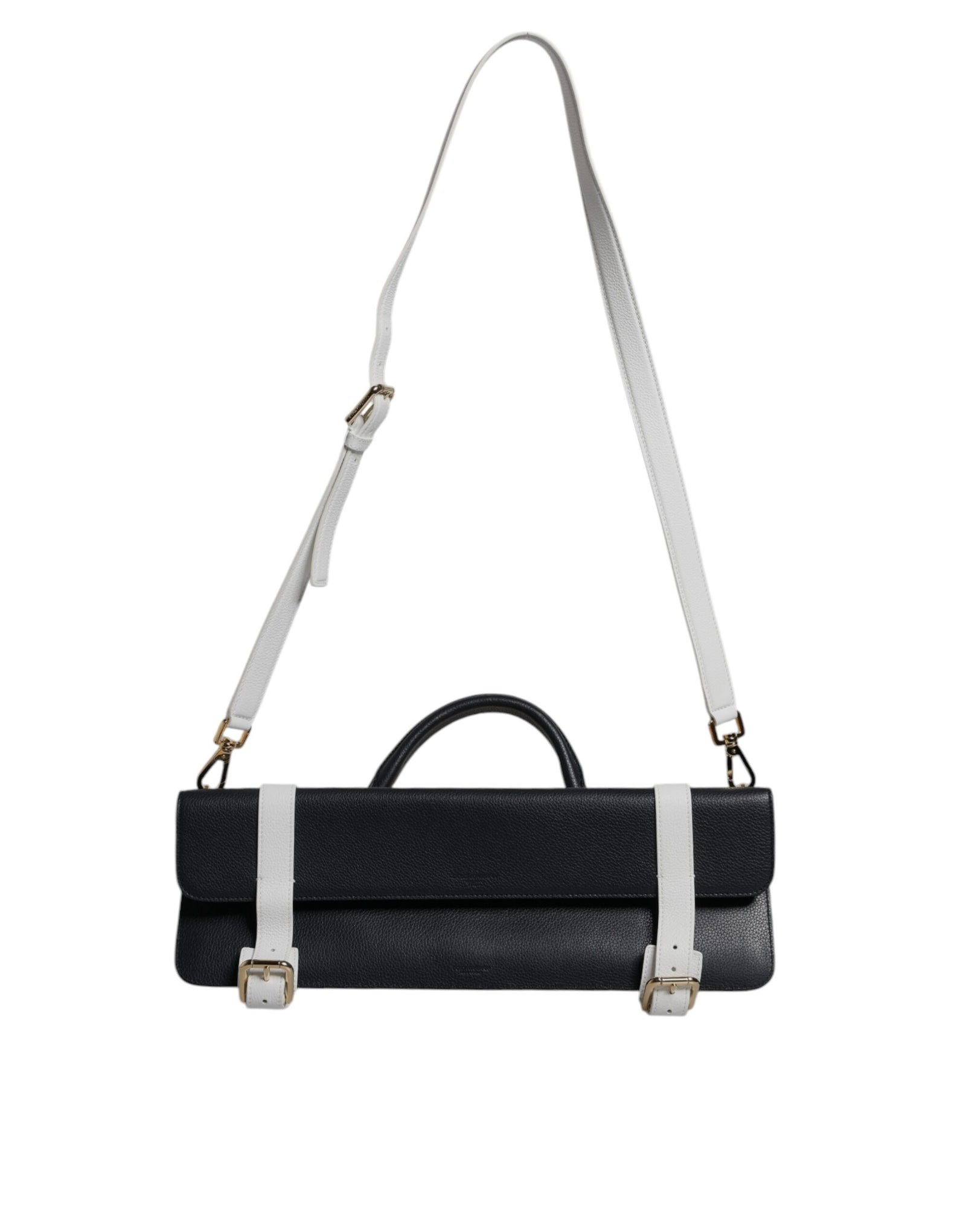 Dolce &amp; Gabbana Blue White Calfskin Leather Crossbody Shoulder Bag