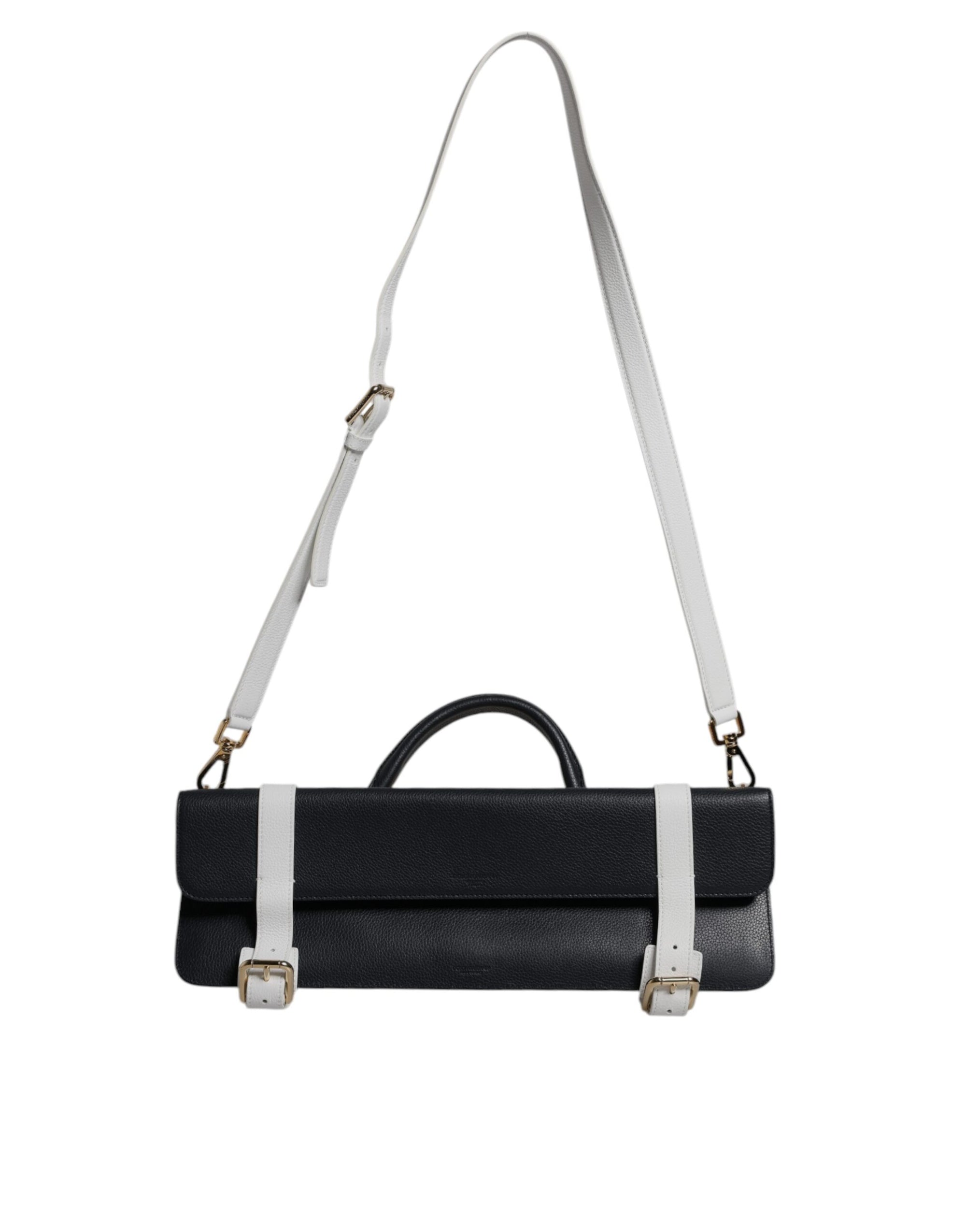 Dolce &amp; Gabbana Blue White Calfskin Leather Crossbody Shoulder Bag