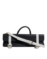 Dolce &amp; Gabbana Blue White Calfskin Leather Crossbody Shoulder Bag