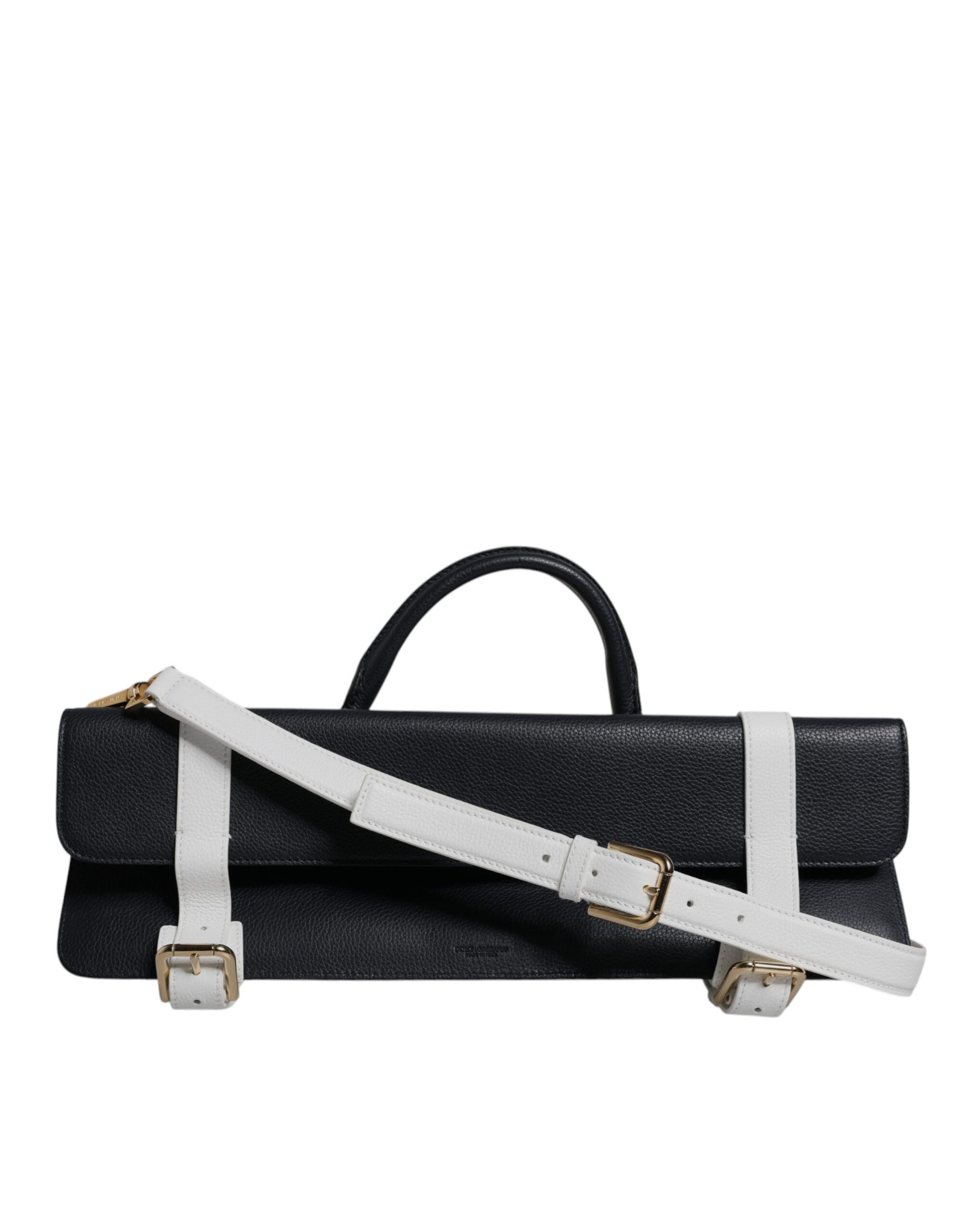 Dolce &amp; Gabbana Blue White Calfskin Leather Crossbody Shoulder Bag