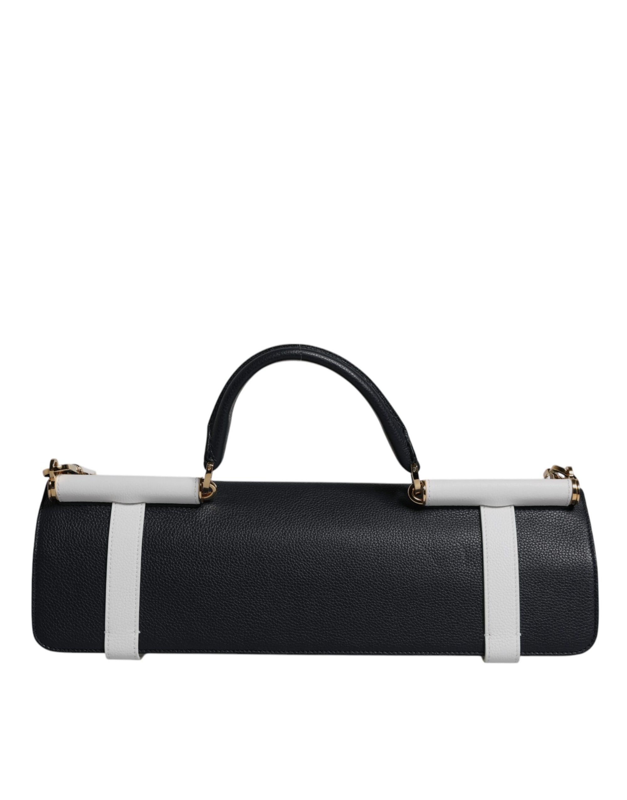 Dolce &amp; Gabbana Blue White Calfskin Leather Crossbody Shoulder Bag