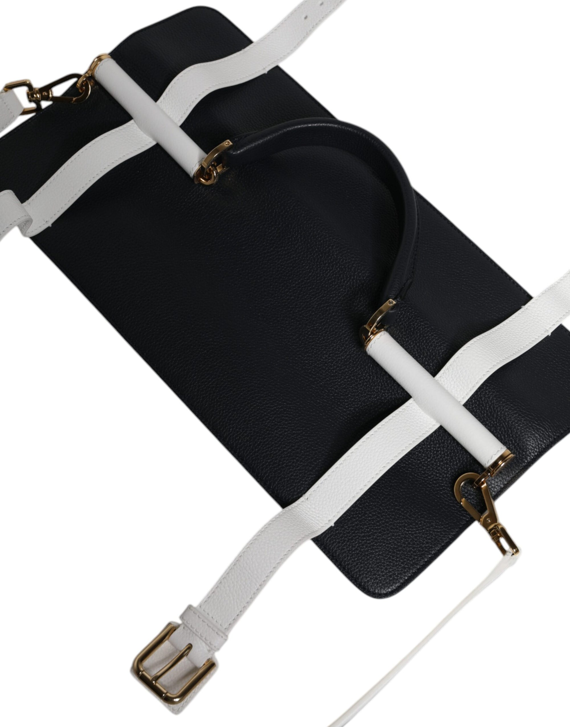 Dolce &amp; Gabbana Blue White Calfskin Leather Crossbody Shoulder Bag