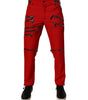 Dolce &amp; Gabbana Red Zipper Embellished Straight Pants