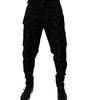 Dolce &amp; Gabbana Black Cotton Cargo Tapered Pants