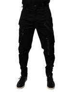 Dolce &amp; Gabbana Black Cotton Cargo Tapered Pants