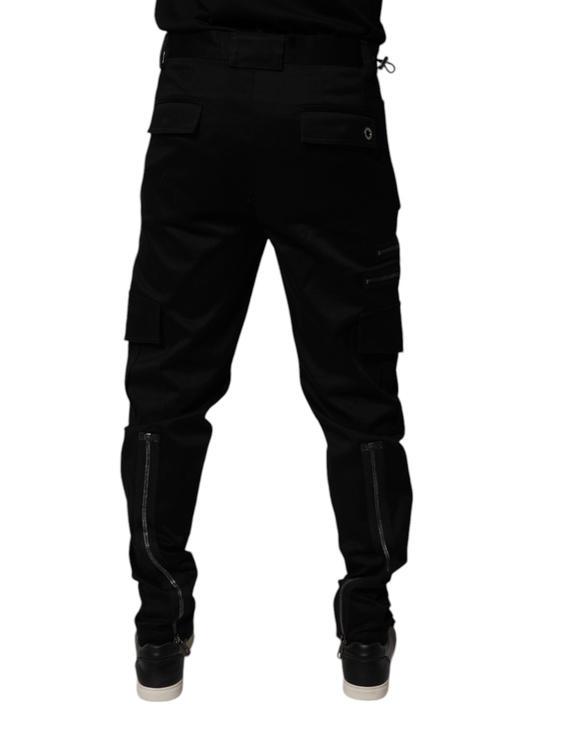 Dolce &amp; Gabbana Black Cotton Cargo Tapered Pants