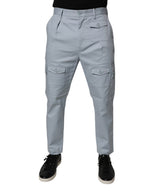 Dolce &amp; Gabbana Light Blue Cotton Cargo Tapered Pants
