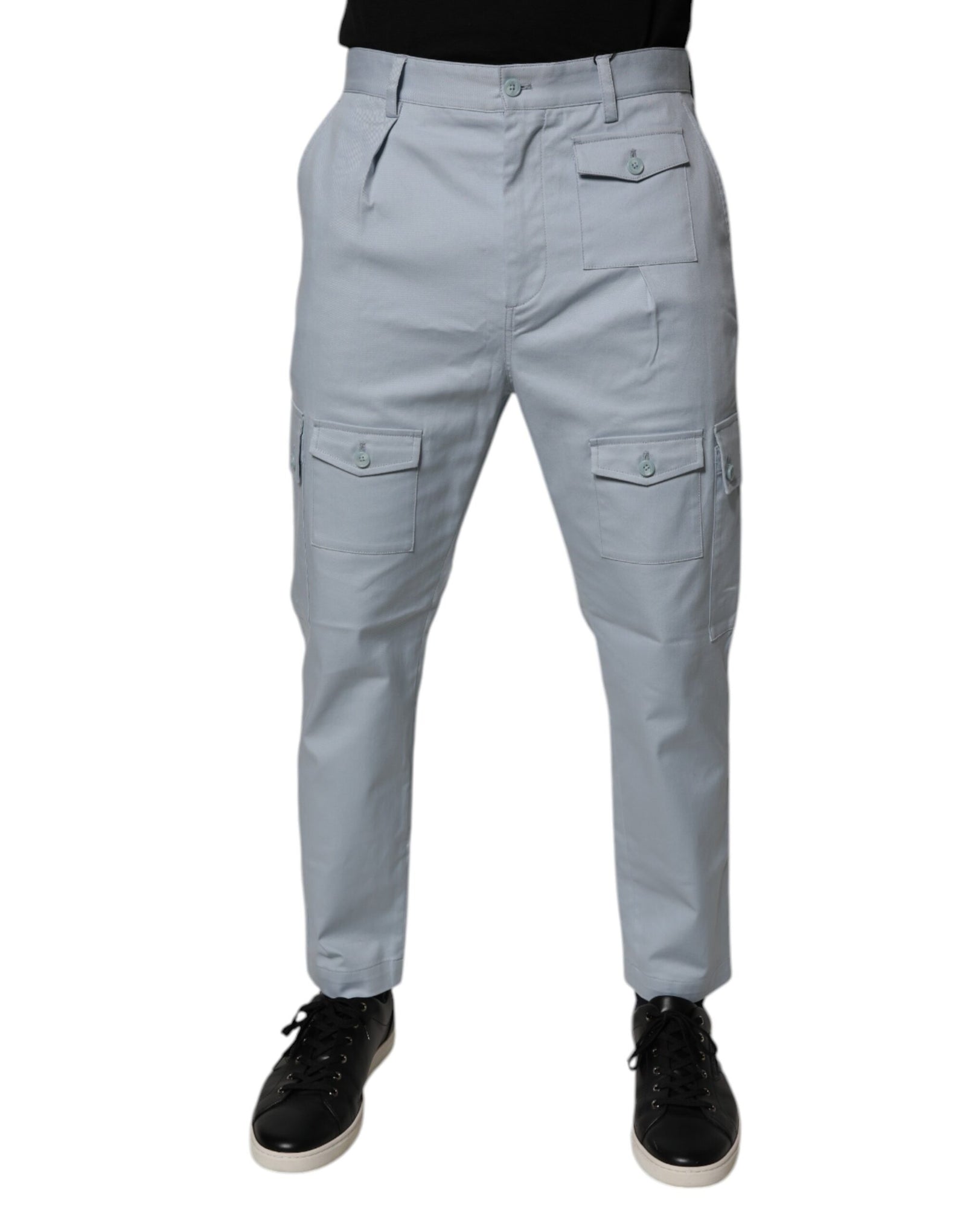 Dolce &amp; Gabbana Light Blue Cotton Cargo Tapered Pants