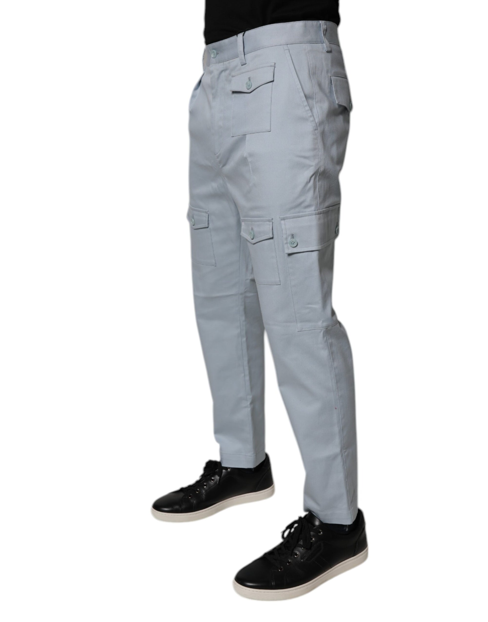 Dolce &amp; Gabbana Light Blue Cotton Cargo Tapered Pants