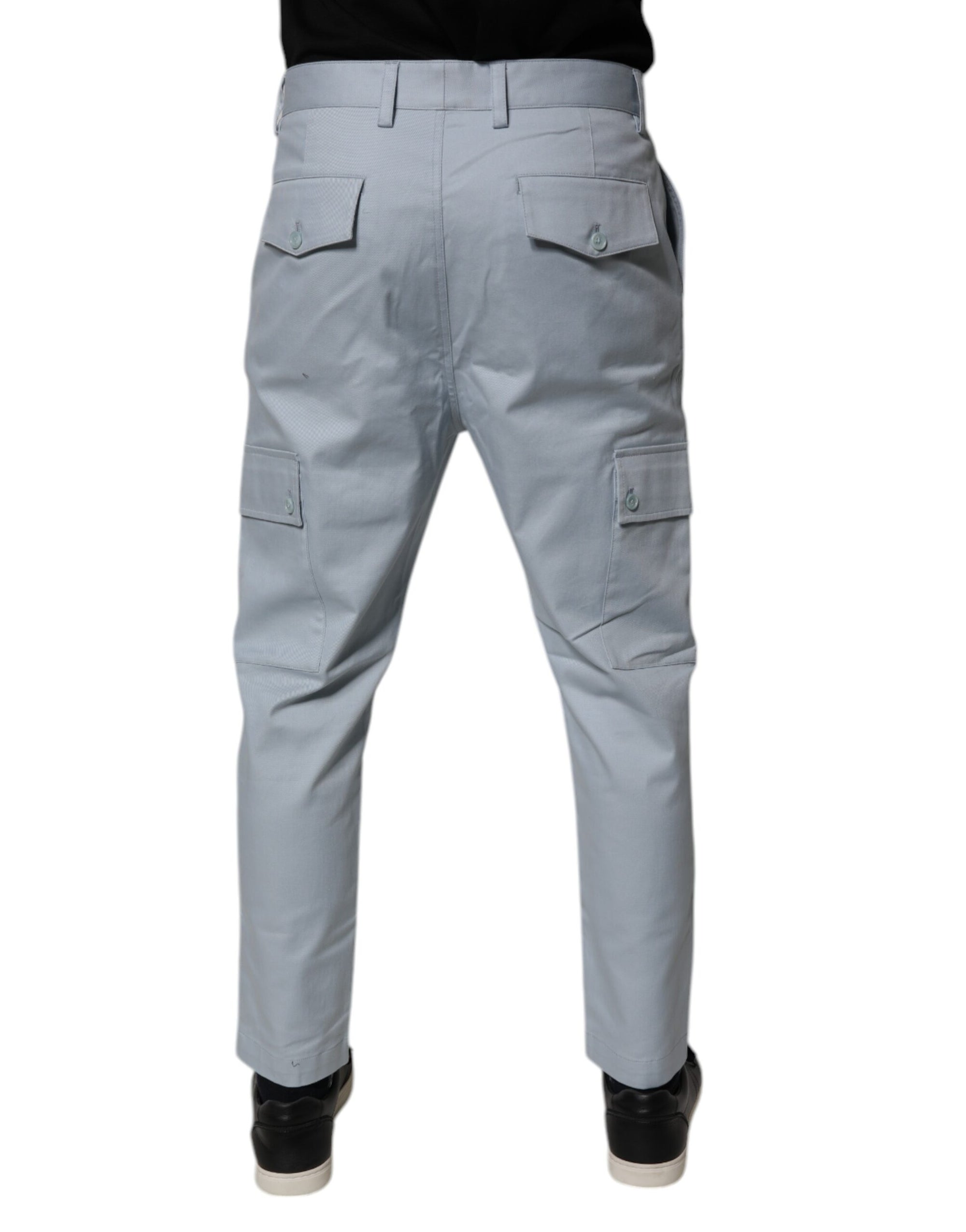 Dolce &amp; Gabbana Light Blue Cotton Cargo Tapered Pants