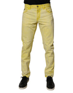 Dolce &amp; Gabbana Yellow Cotton Stretch Skinny Men Denim Jeans