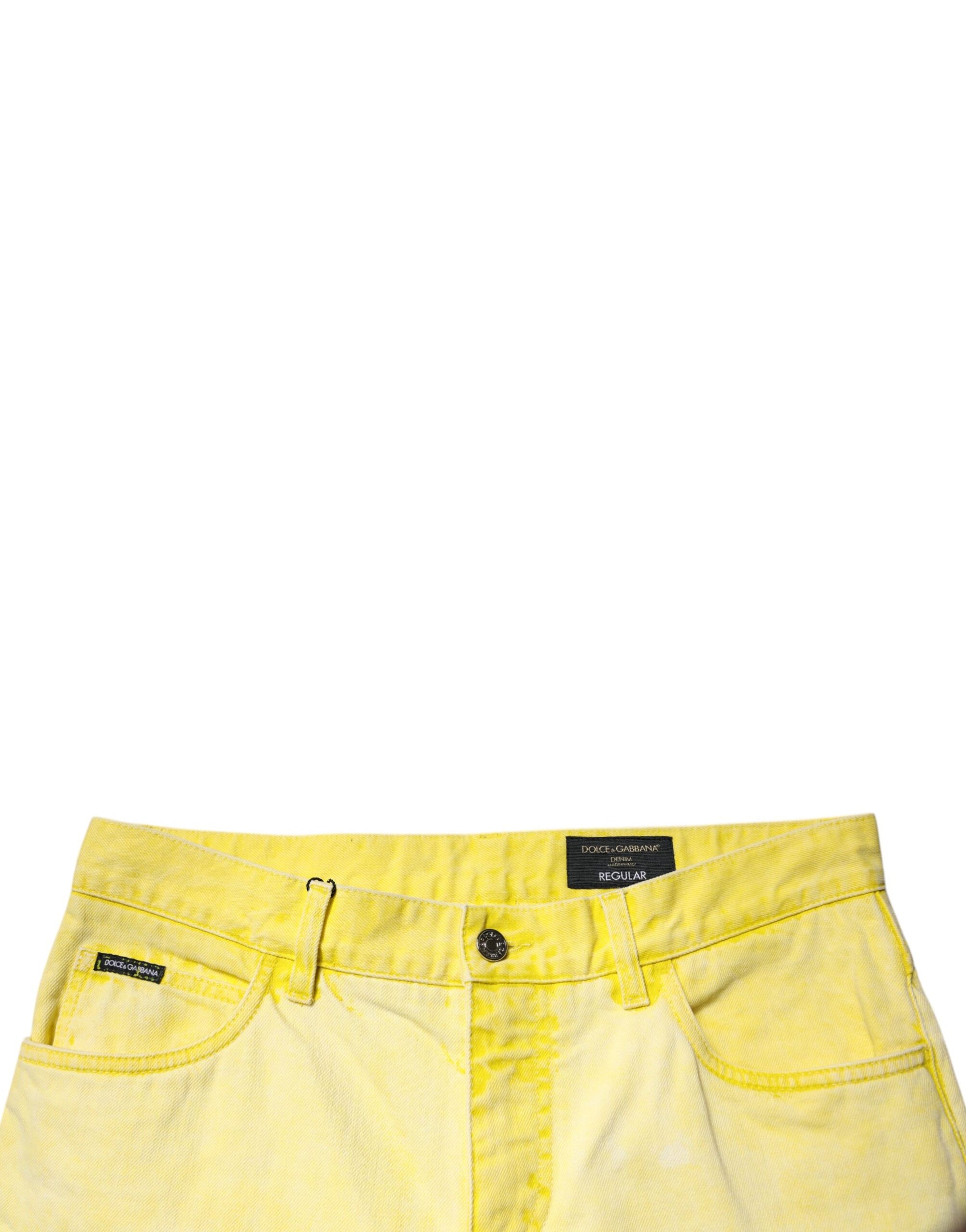 Dolce &amp; Gabbana Yellow Cotton Stretch Skinny Men Denim Jeans
