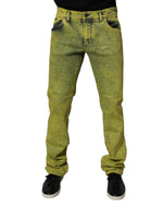 Dolce &amp; Gabbana Yellow Cotton Stretch Skinny Men Denim Jeans