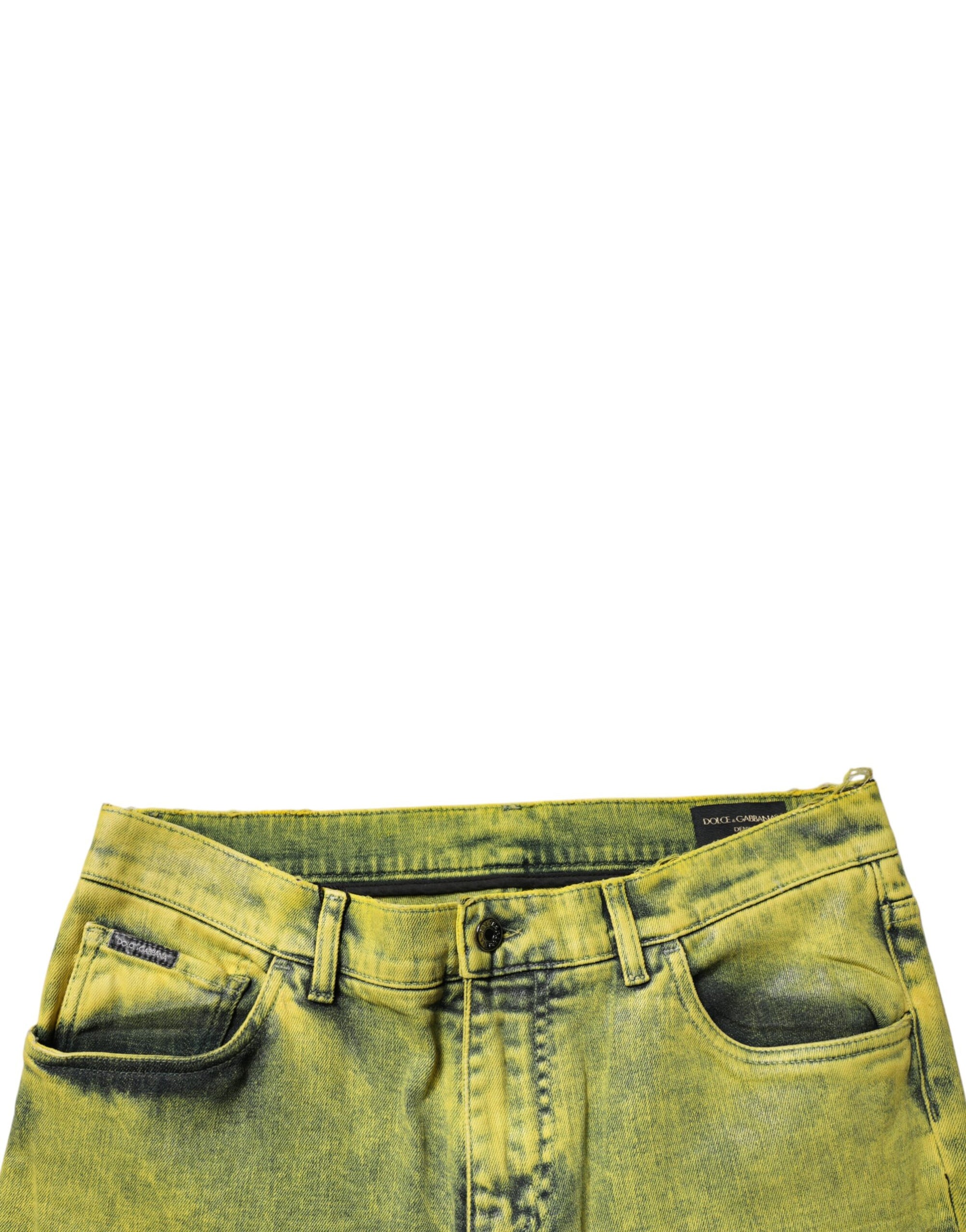 Dolce &amp; Gabbana Yellow Cotton Stretch Skinny Men Denim Jeans