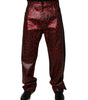 Dolce &amp; Gabbana Red Leopard Cotton Straight Men Denim Jeans