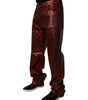 Dolce &amp; Gabbana Red Leopard Cotton Straight Men Denim Jeans
