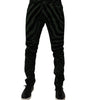 Dolce &amp; Gabbana Black Green Stripes Cotton Skinny Denim Jeans