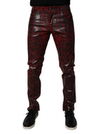 Dolce &amp; Gabbana Red Leopard Cotton Skinny Men Denim Jeans