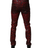Dolce &amp; Gabbana Red Leopard Cotton Skinny Men Denim Jeans