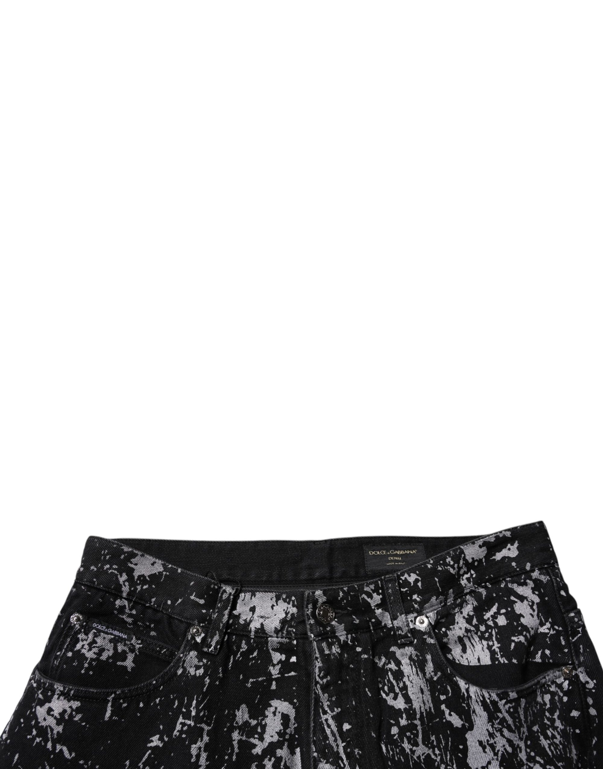 Dolce &amp; Gabbana Black Tie Dye Cotton Straight Men Denim Jeans