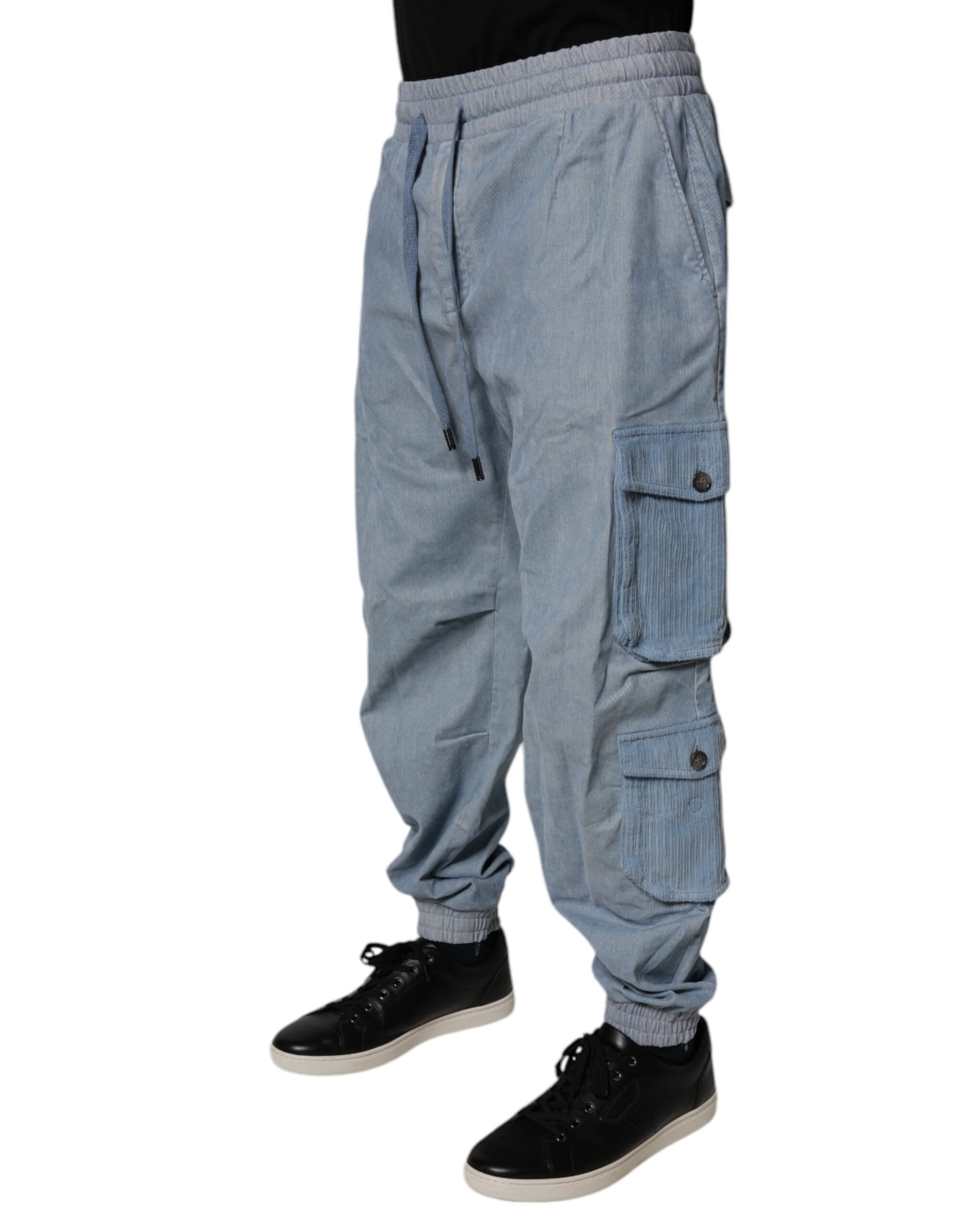 Dolce &amp; Gabbana Light Blue Cotton Jogger Cargo Men Denim Pants