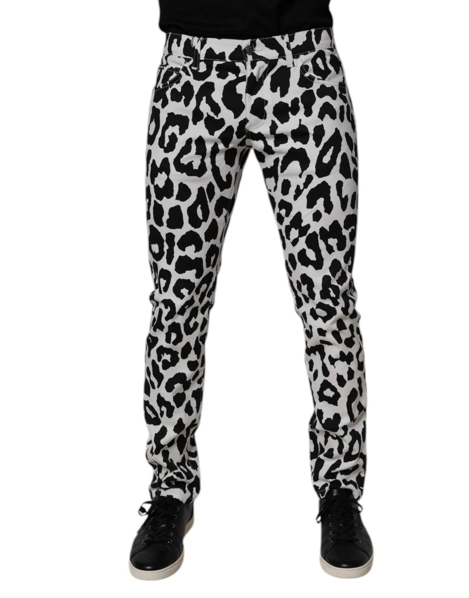 Dolce &amp; Gabbana White Leopard Cotton Skinny Denim Jeans