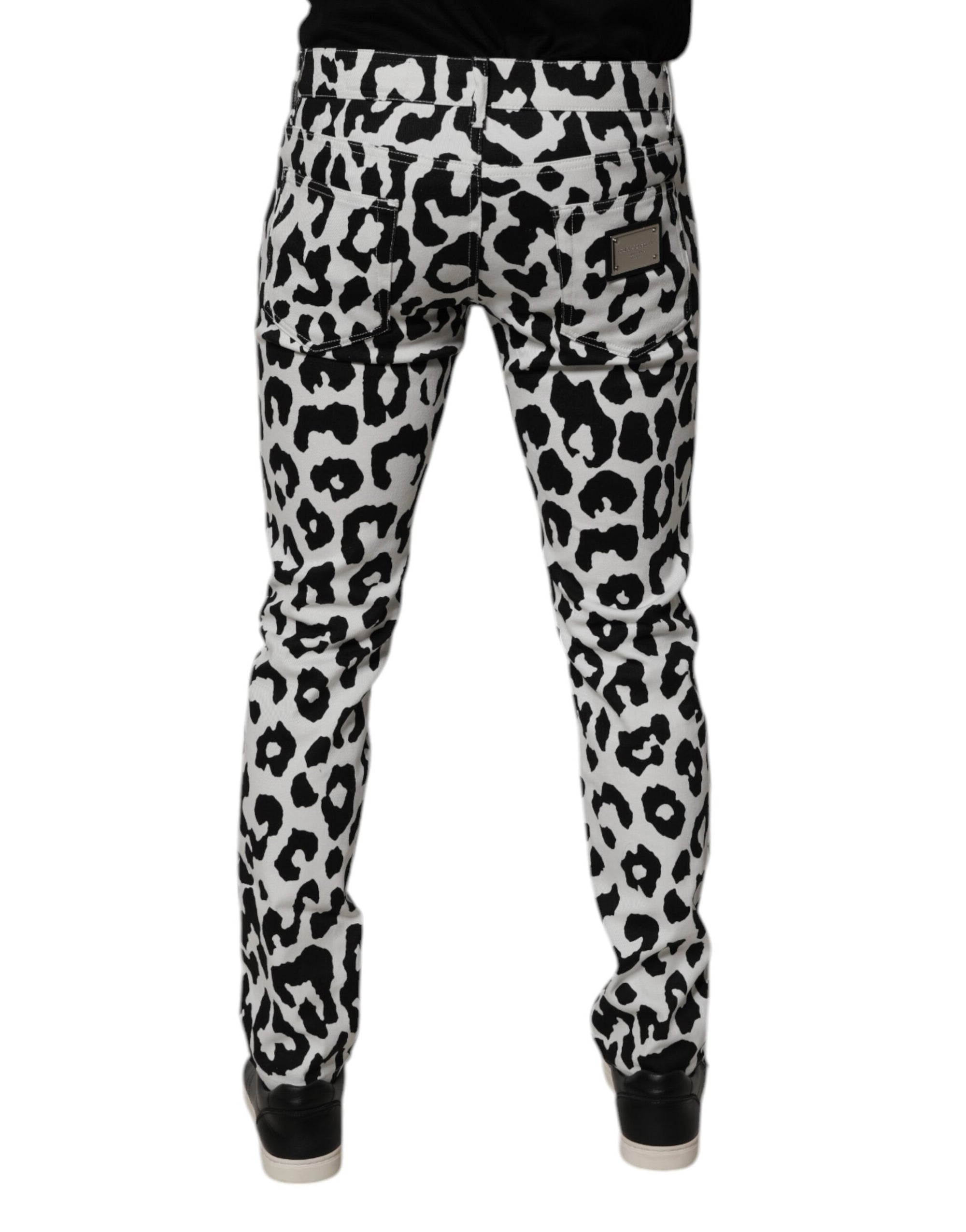 Dolce &amp; Gabbana White Leopard Cotton Skinny Denim Jeans
