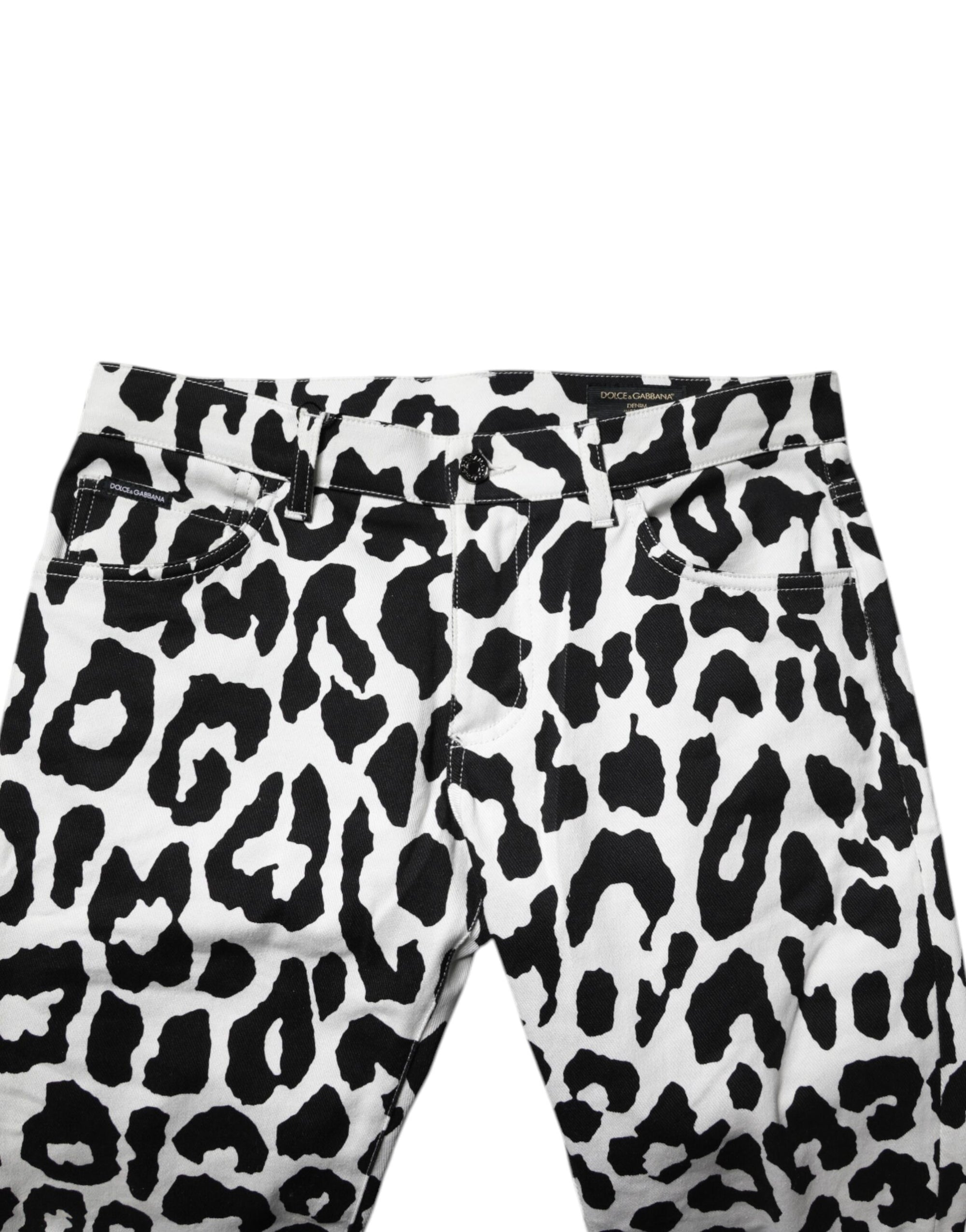 Dolce &amp; Gabbana White Leopard Cotton Skinny Denim Jeans
