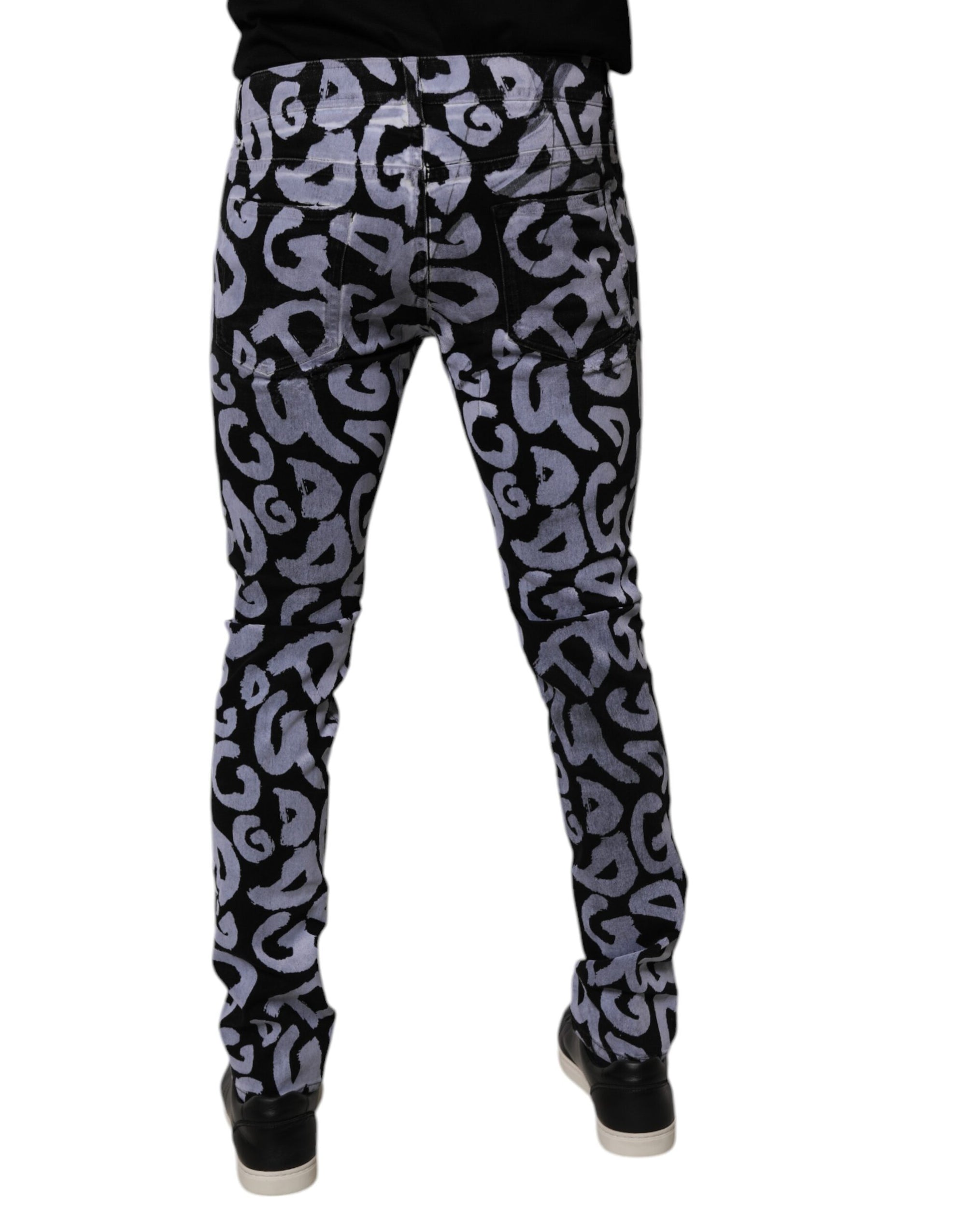 Dolce &amp; Gabbana Black Logo Monogram Cotton Skinny Denim Jeans