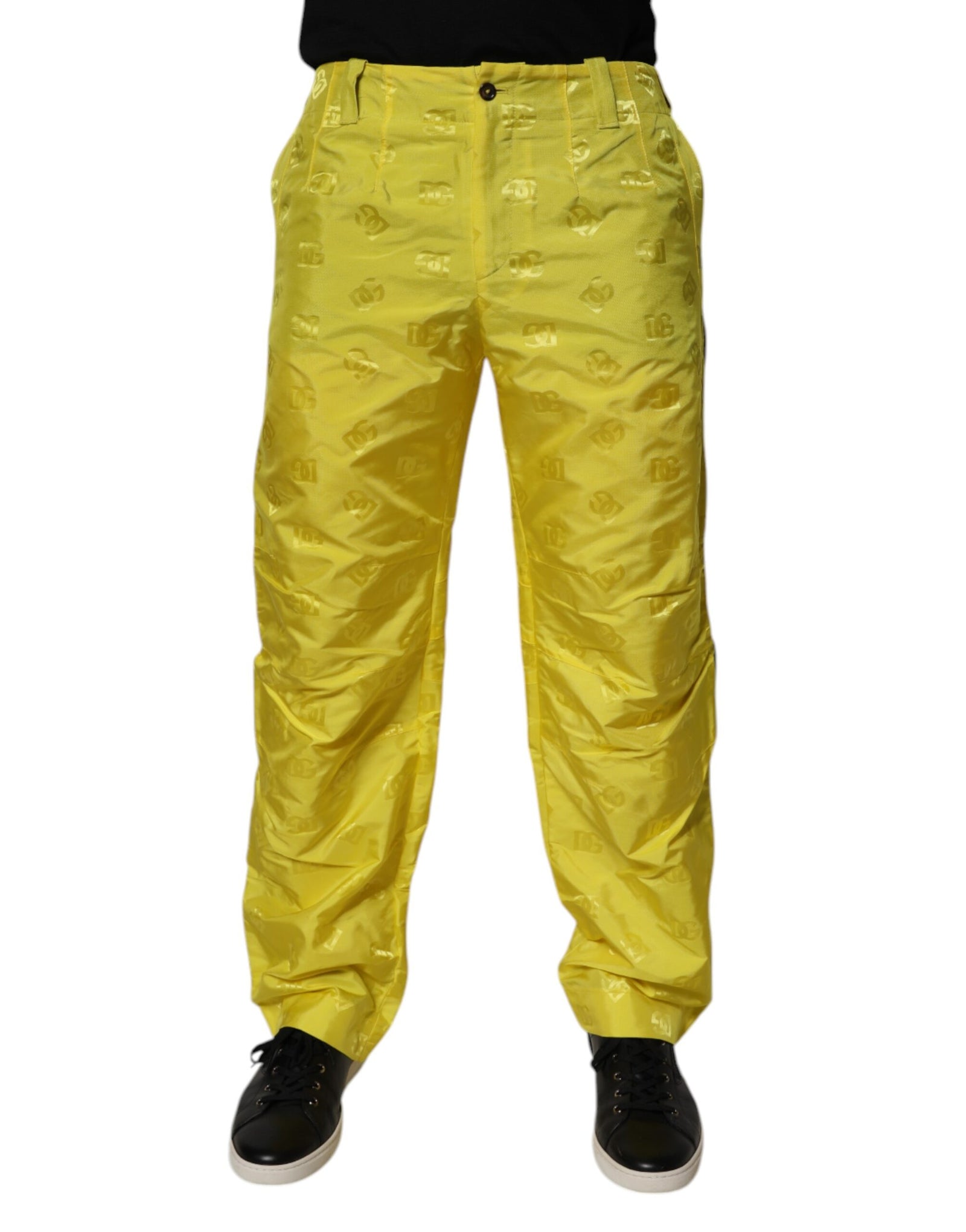 Dolce &amp; Gabbana Yellow DG Monogram Polyester Straight Pants