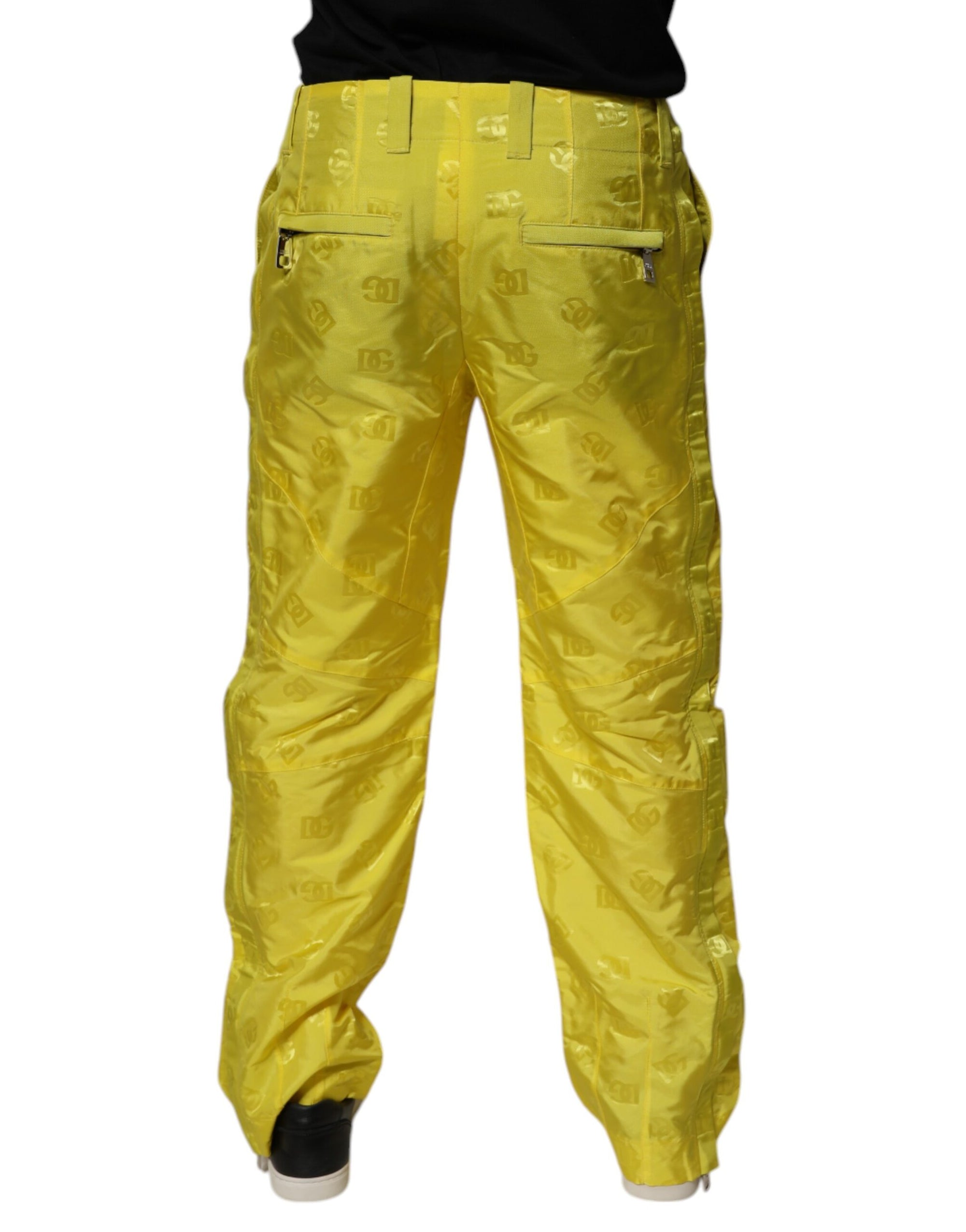 Dolce &amp; Gabbana Yellow DG Monogram Polyester Straight Pants