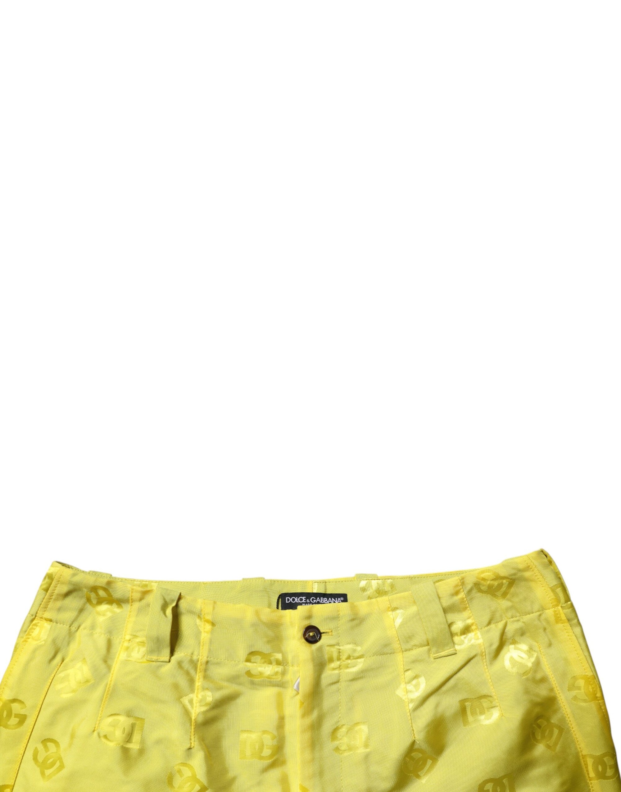 Dolce &amp; Gabbana Yellow DG Monogram Polyester Straight Pants
