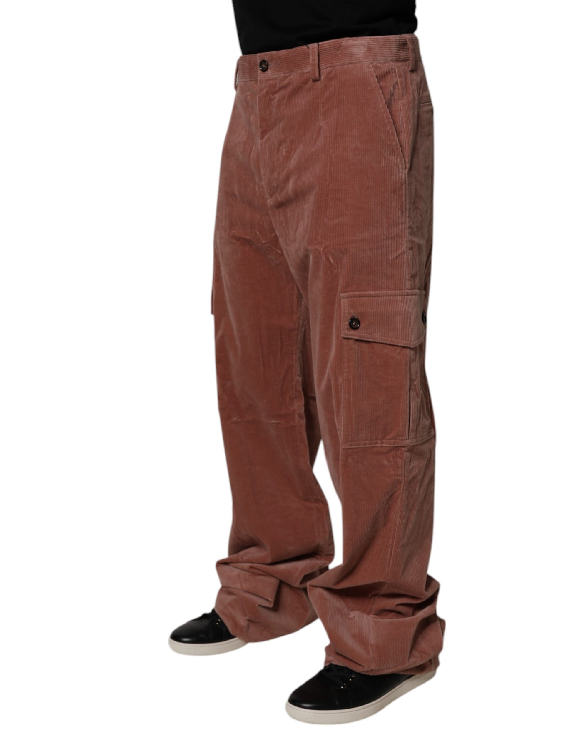 Dolce &amp; Gabbana Brown Corduroy Cotton Cargo Men Denim Jeans