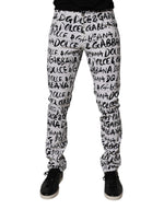 Dolce &amp; Gabbana White Cotton Logo Print Skinny Denim Jeans