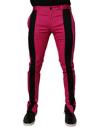 Dolce &amp; Gabbana Pink Black Stripe Slim Fit Men Dress Pants