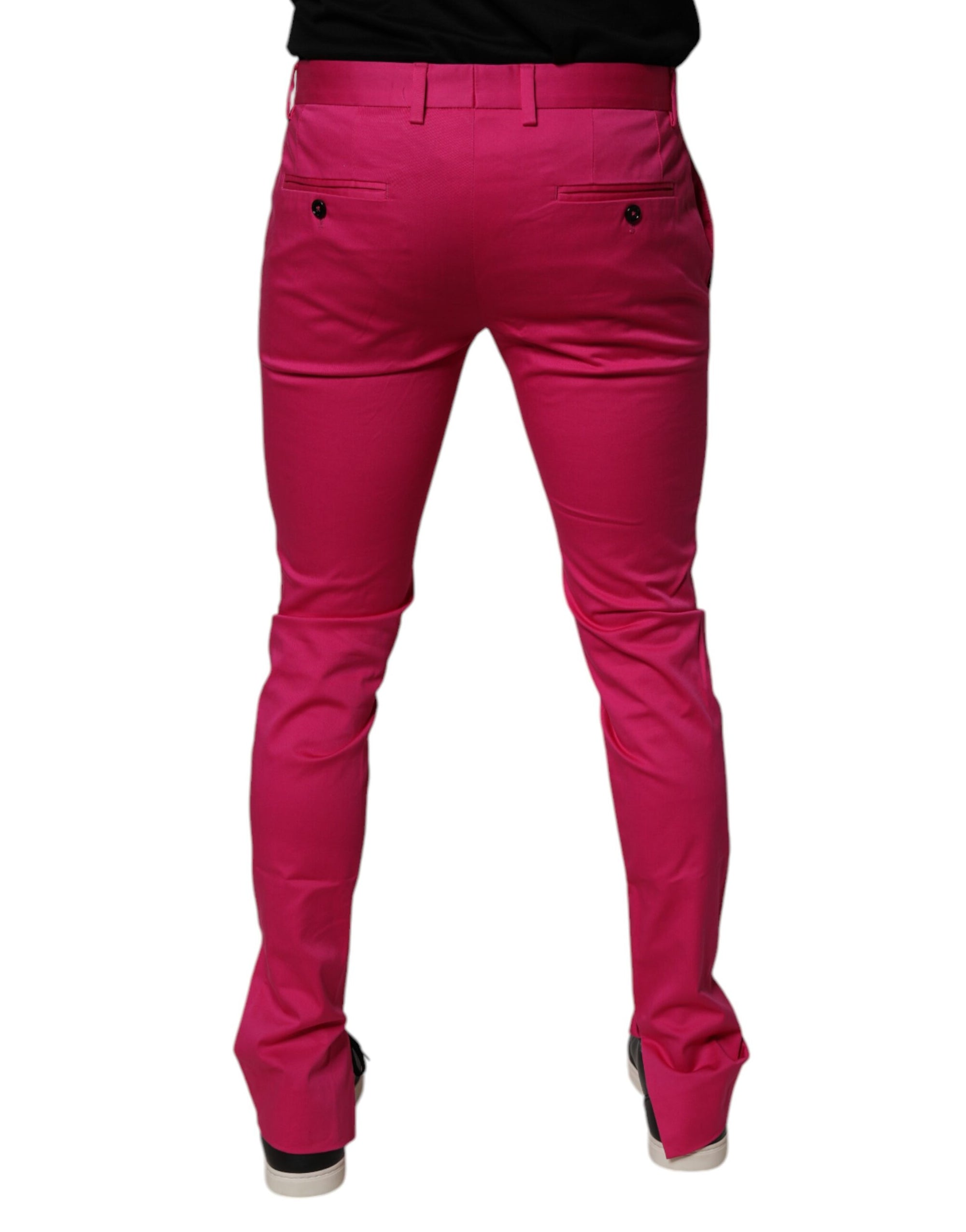 Dolce &amp; Gabbana Pink Black Stripe Slim Fit Men Dress Pants