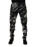 Dolce &amp; Gabbana Black Tie Dye Cotton Skinny Zip Denim Jeans