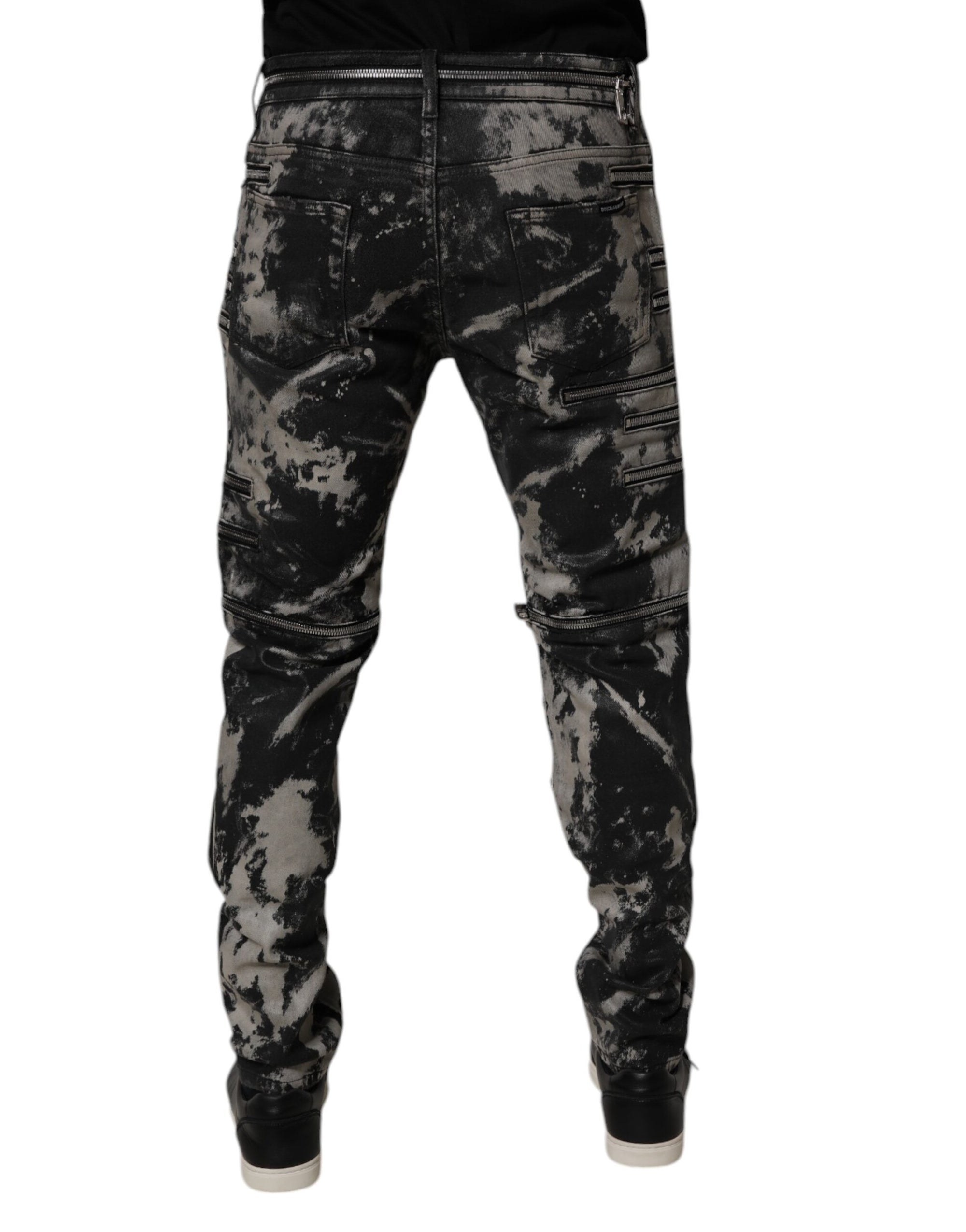 Dolce &amp; Gabbana Black Tie Dye Cotton Skinny Zip Denim Jeans
