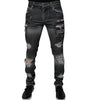 Dolce &amp; Gabbana Dark Gray Tattered Cotton Skinny Denim Jeans