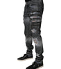 Dolce &amp; Gabbana Dark Gray Tattered Cotton Skinny Denim Jeans