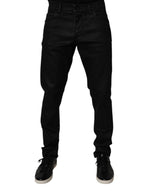 Dolce &amp; Gabbana Black Cotton Stretch Skinny Men Denim Jeans