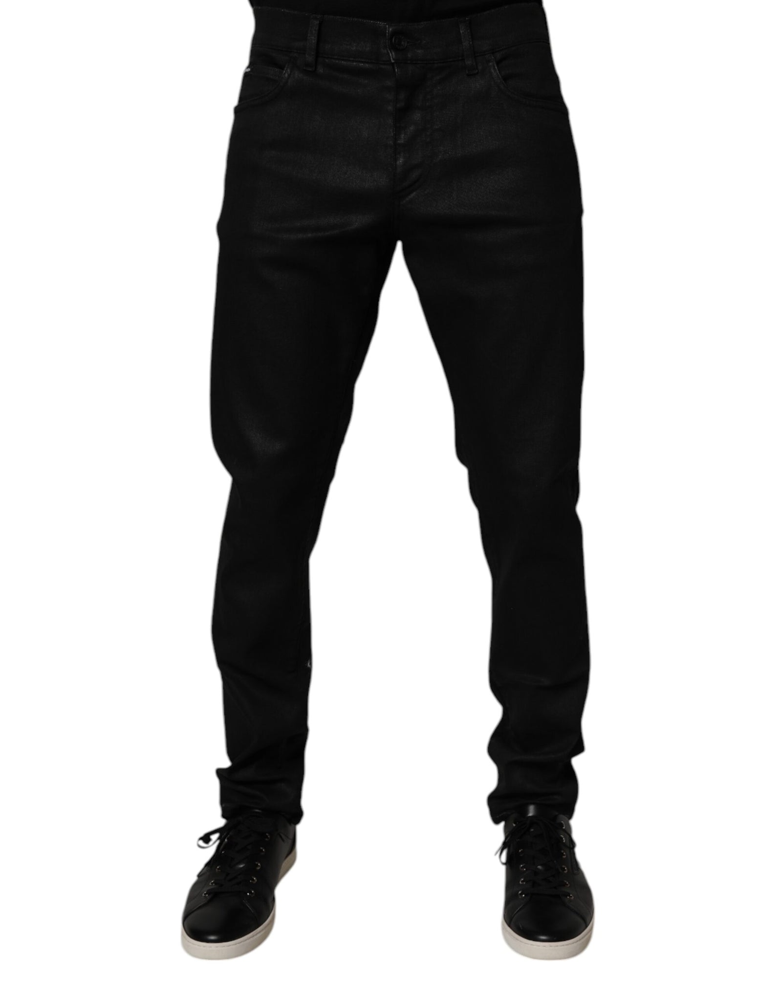 Dolce &amp; Gabbana Black Cotton Stretch Skinny Men Denim Jeans